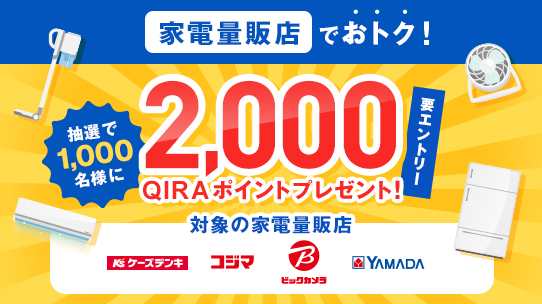 1,000名様に当たる！家電量販店でおトクキャンペーン