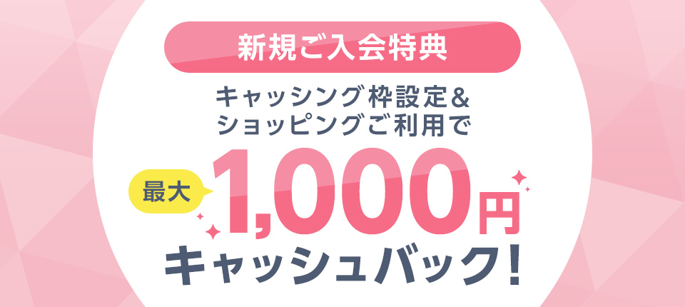【カード新規ご入会特典】キャッシング枠設定&ショッピングご利用で最大1,000円キャッシュバック!